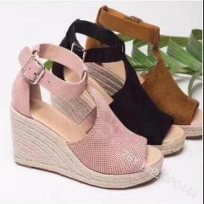Wedge With Buckled Fish Mouth Sandals