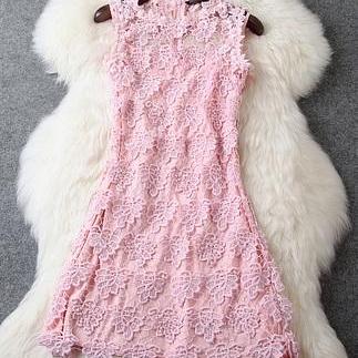 Nail Bead Embroidery Lace Dress