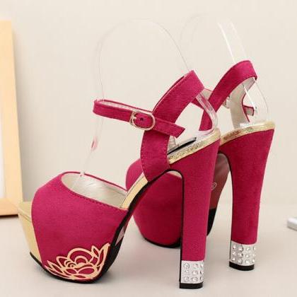 Sexy Peep Toe High Heel Sandals With Ankle Strap