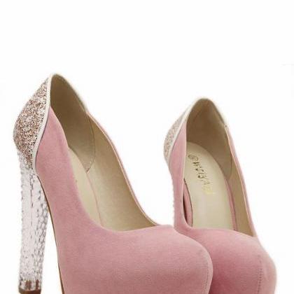 Beautiful Pink Crystal Heel Fashion Shoes