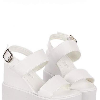 Cute And Comfortable Peep Toe Sandals In White
