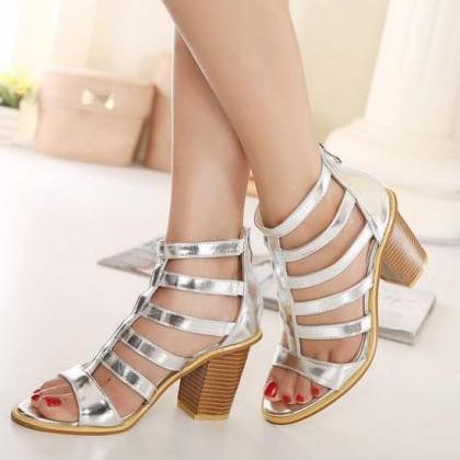 Silver Gladiator Sandals
