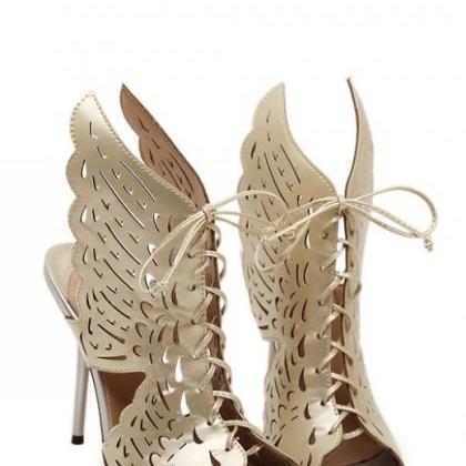 Sexy Lace Up Angel Wings High Heels..