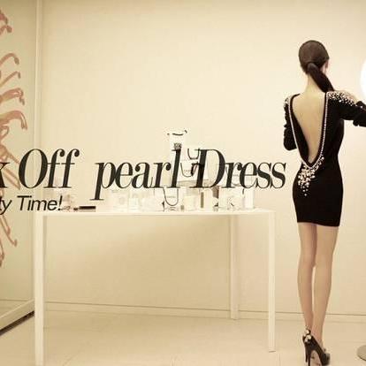 Backless Pearl Studded Dress