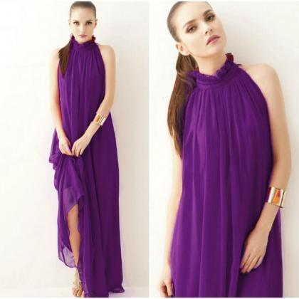 Purple Chiffon Goddess Inspired Maxi Dress