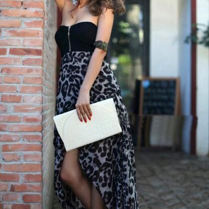 Sexy Leopard Print Irregular Hem Tube Dress