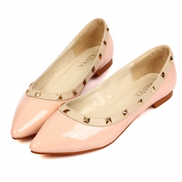 Casual Pointed Toe Basic Low Heel Pink Flats
