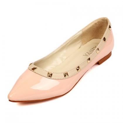 Casual Pointed Toe Basic Low Heel Pink Flats