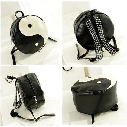 Yin Yang Rivets Black And White Backpack