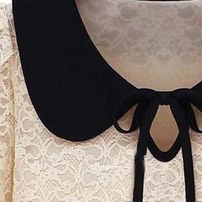Cute Peter Pan Collar With Bow Beige Lace Top