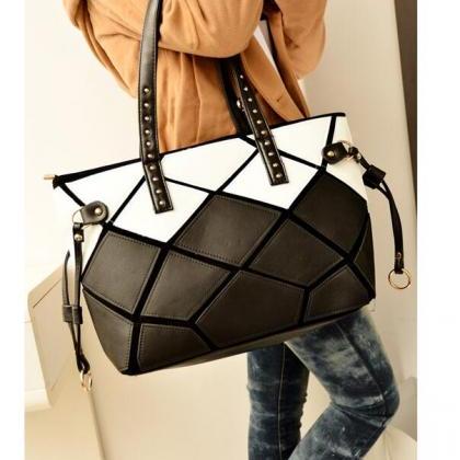 Chic Pure Black Fashion Handbag