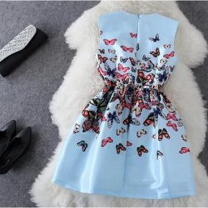 Butterfly Print Sleeveless Dress