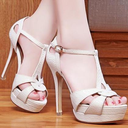 Sexy Stilettos Embossed High-heeled Sandals
