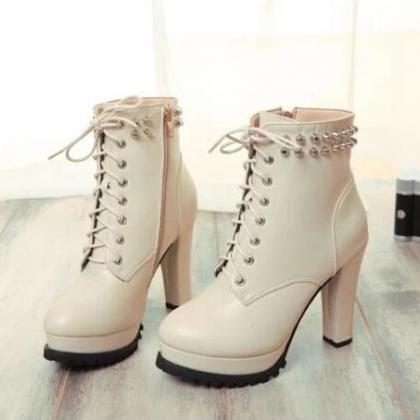 Fashion And Elegant Rivet With Martin Boots And..