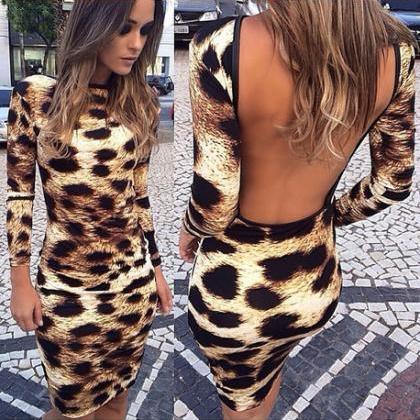 Slim Sexy Leopard Halter Dress..