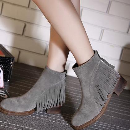 Women's Suede Ankle Boot Flats With..