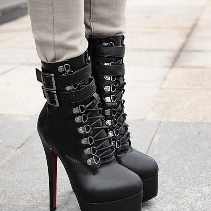 Sexy Black High Heels Fashion Boots