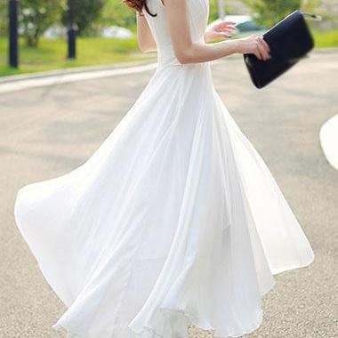 White Chiffon Maxi Dress
