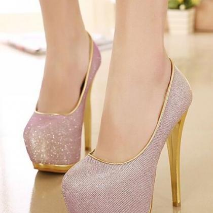 Sexy Gold Trim High Heels Fashion Shoes