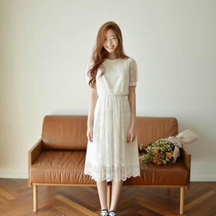 Beautiful White Princess Lace Dress