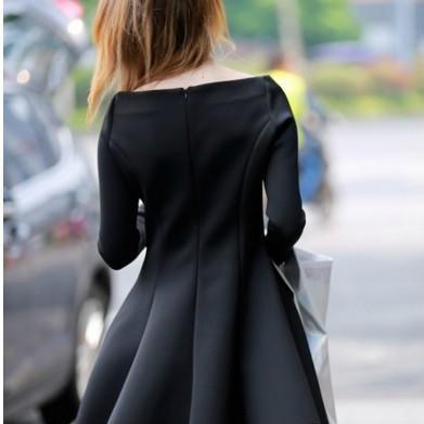 Classy Black Pleated Party Dress