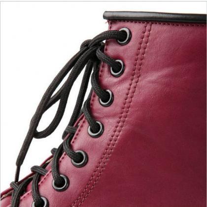 Lace Up Ankle Boots In White, Black And Red