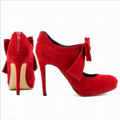 Bow Knot Design High Heels Fashion Shoes