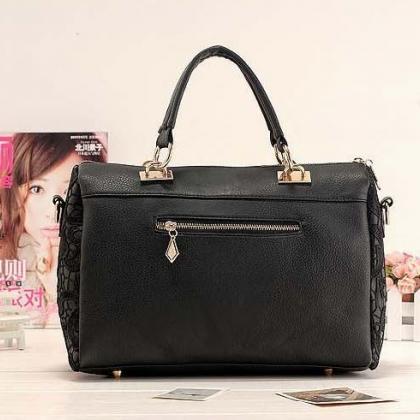 Elegant Black Lace Design Hand Bag