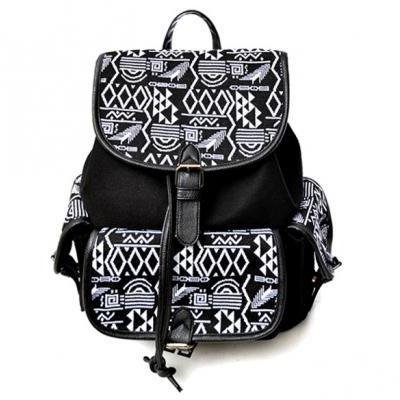 Aztec Pattern Black Backpack