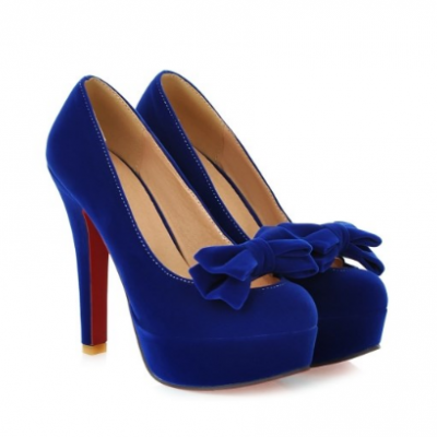 Cute blue Bow Knot Design High Heel Fashion Shoes
