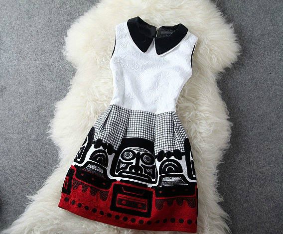 Vintage Style Doll Collar Sleeveless Party Dress