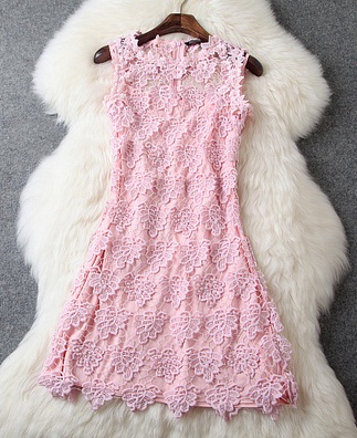 Nail Bead Embroidery Lace Dress