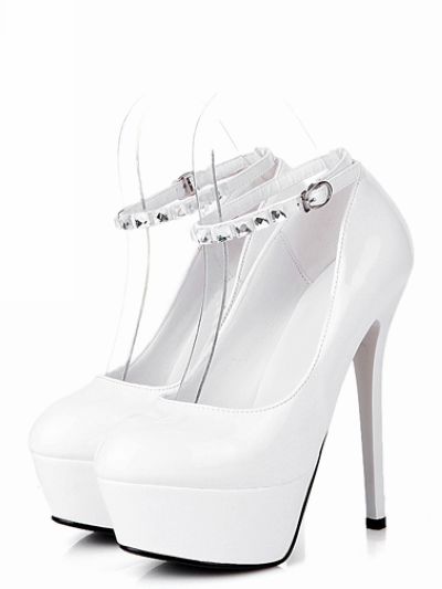 Gorgeous White Rhinestone Embellished High Heels Fashion Shoes
