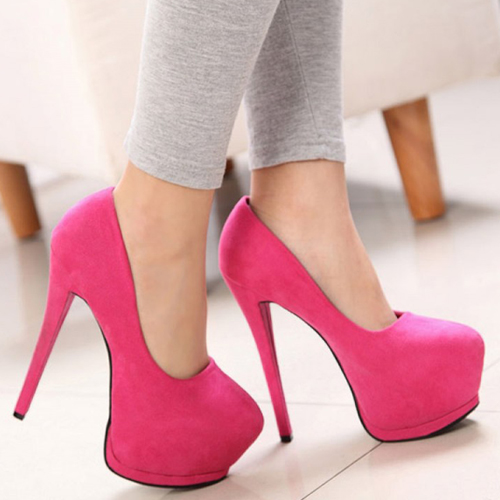 Pink Rounded Toe Stiletto Pumps