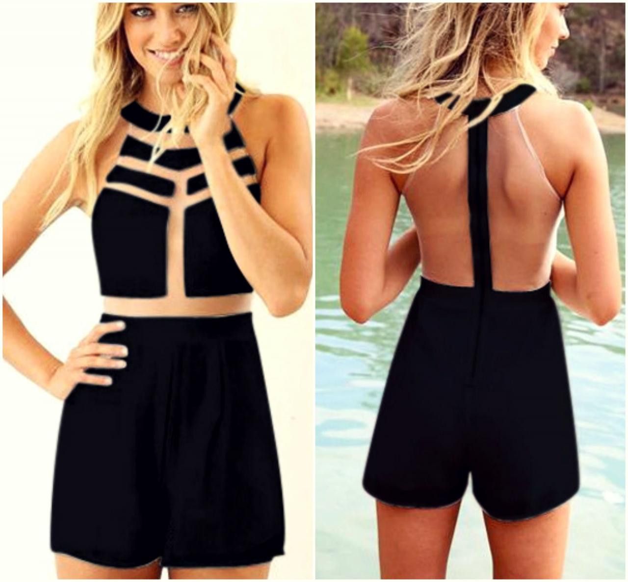 Sexy Solid Black Sleeveless Jumpsuit