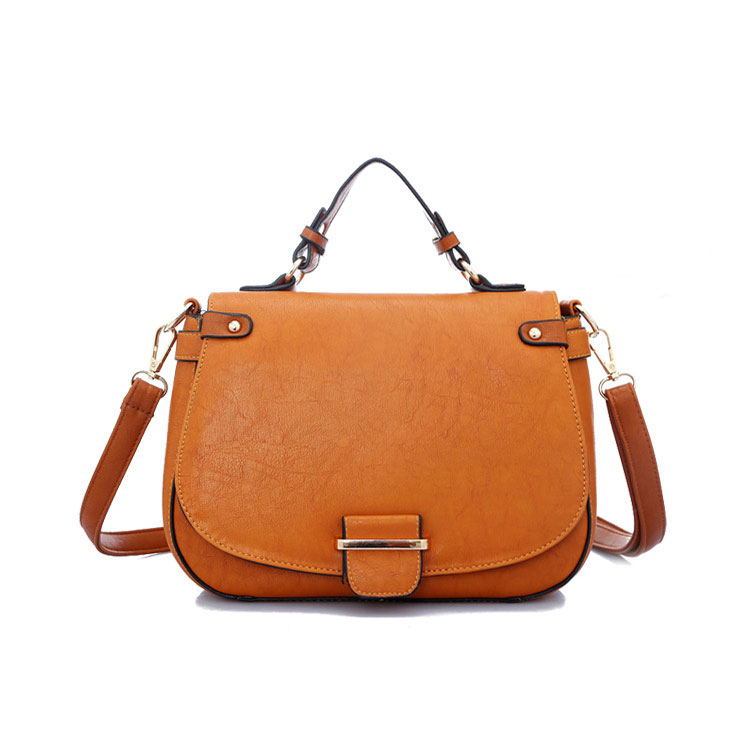 Brown Retro Contrast Color Shoulder Bag