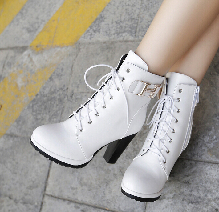 Lace up store white ankle boots