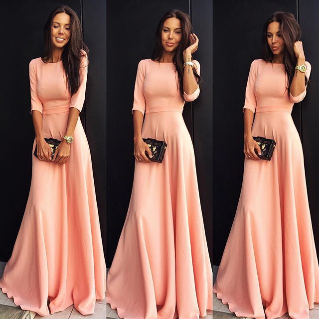 Gorgeous Pink Long Sleeve Maxi Dress