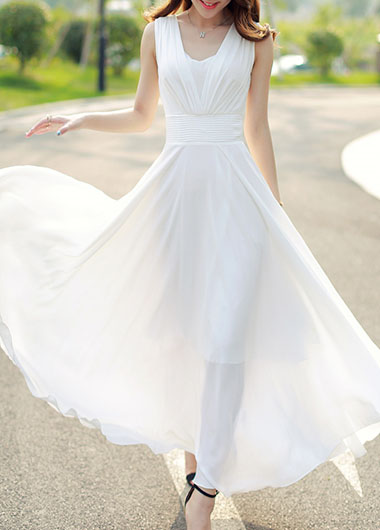White Chiffon Maxi Dress
