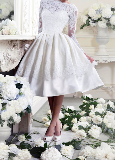 Gorgeous White Long Sleeve Lace Dress
