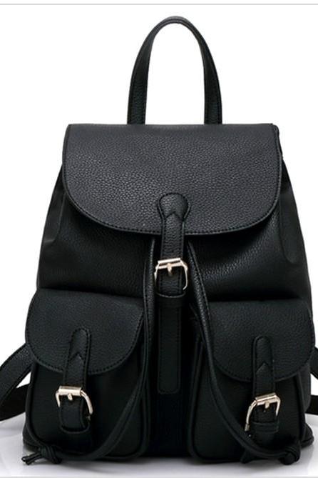 Pu Leather Backpack / Rucksack With Pockets