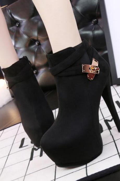 Classy Suede High Heels Fashion Boots